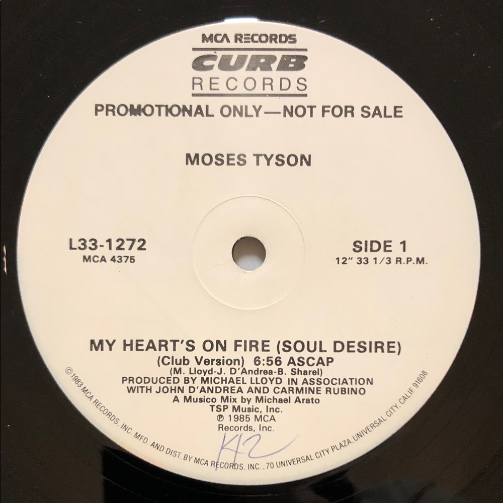 Moses Tyson Vinyl Lp Record My Heart’s In Fire (Soul Desire) ‘85